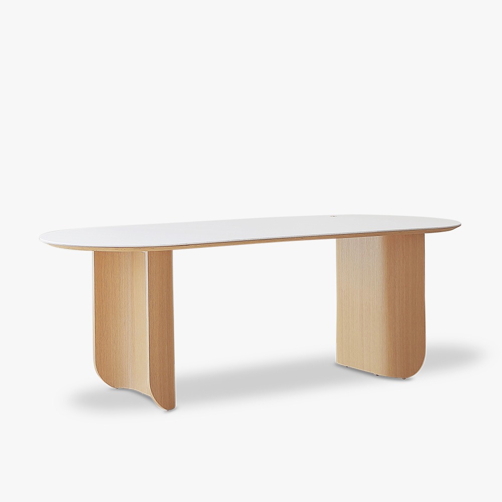 Eclore Ceramic Table - White Oak / Oval